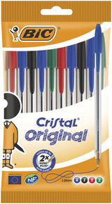 Bic Blister De 10 Unidades Boli Bic Cristal , Azul Negro Rojo Y Verde - Punta 0.1mm