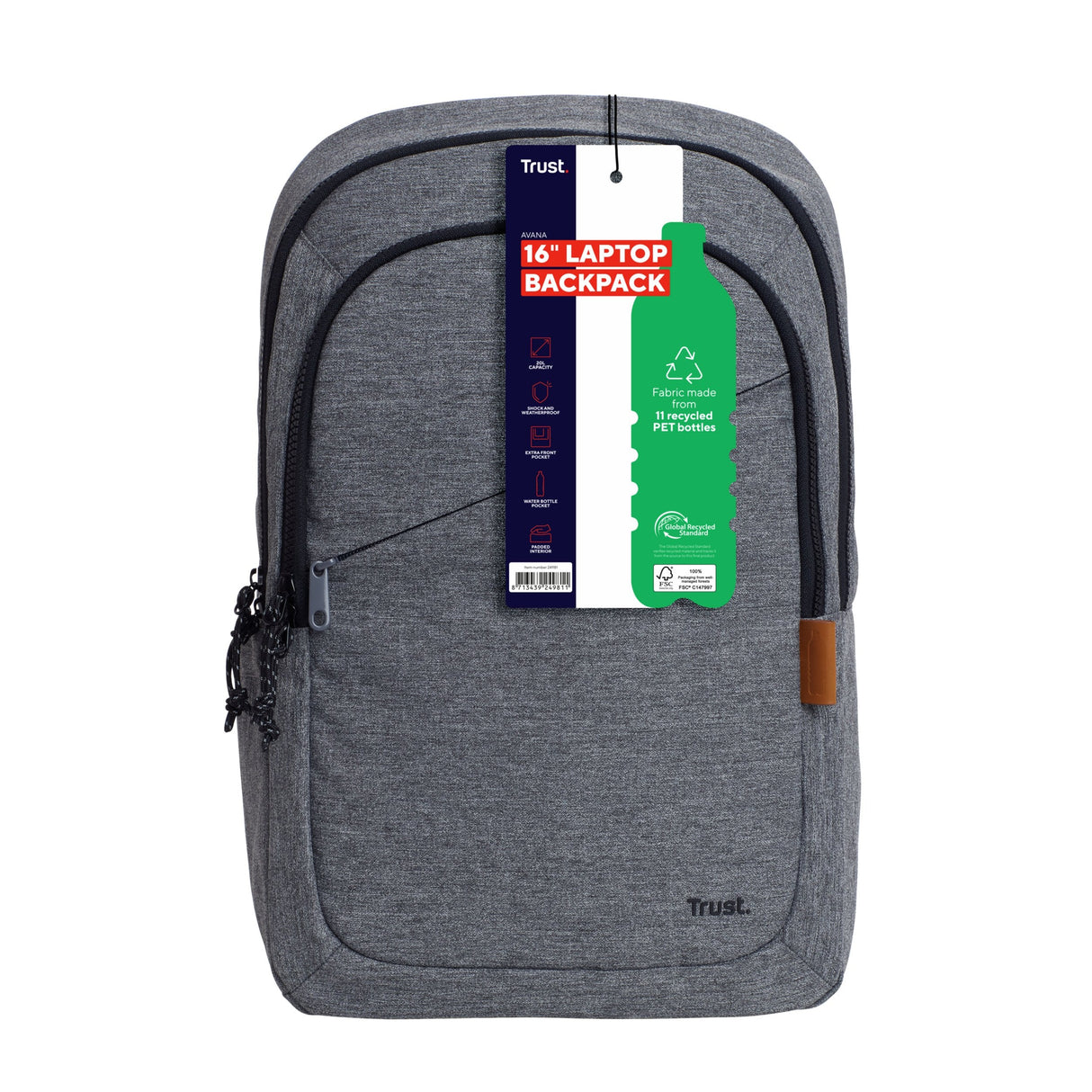 Mochila  Trust Avana 40,6 Cm (16") Gris