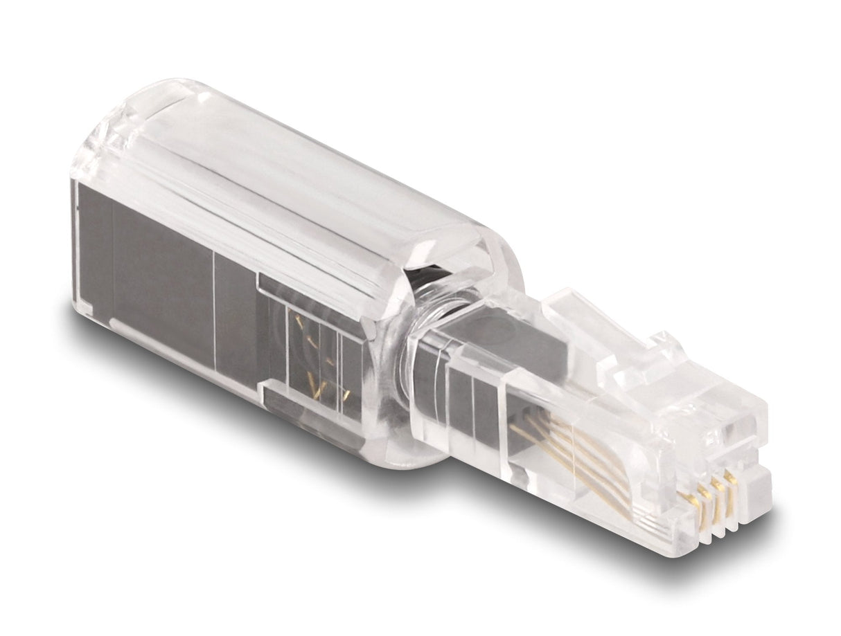 Delock 88168 Cable Telefónico Adaptador Antitorsión Rj10 Macho A Rj10 Hembra Transparente / Negro