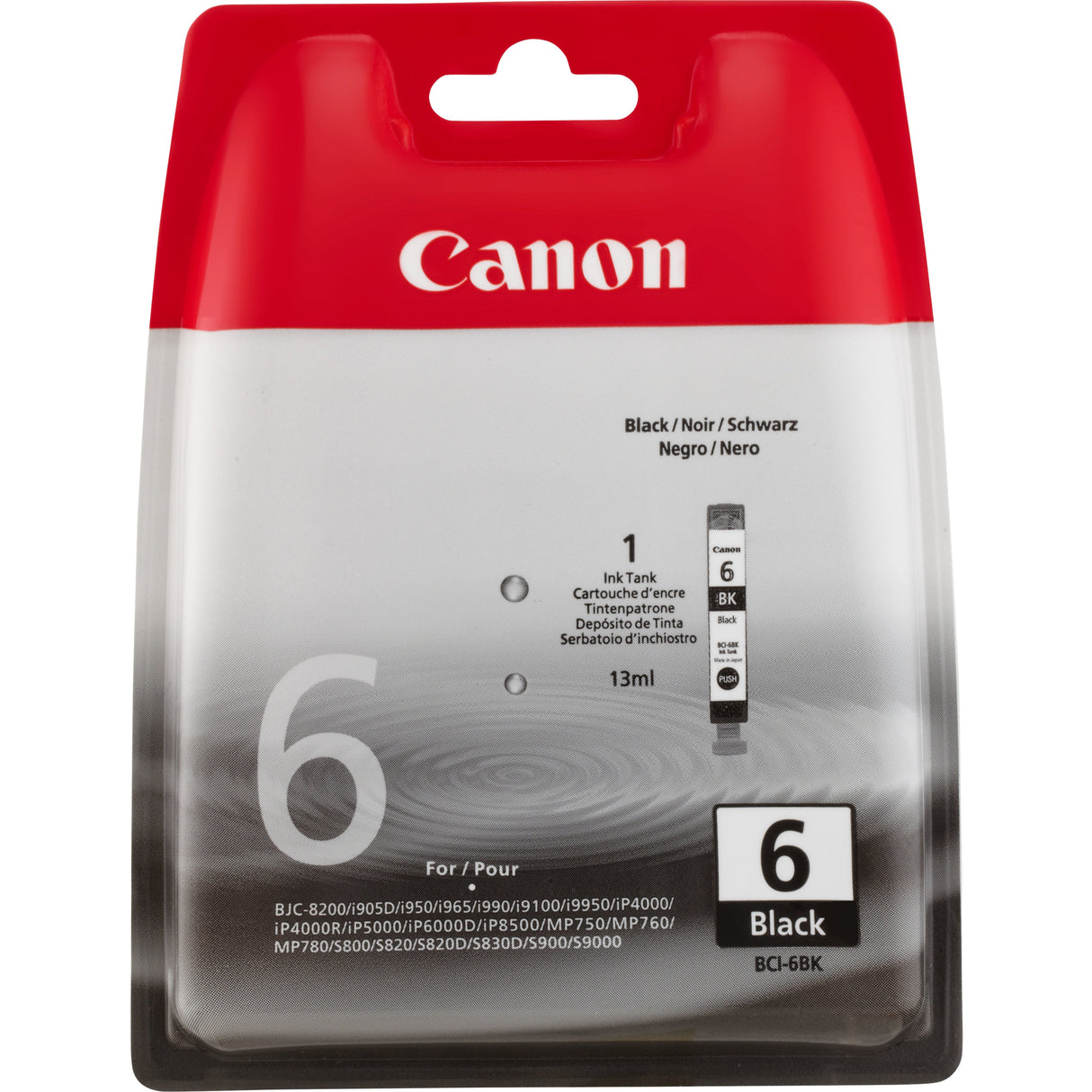 Canon Cartucho Negro Bci6bk 15ml Mp-/780 Ip-/4000/5000/8500/6000d S-/800/820/820d/830d/900/9000 I-/865/905d/950/965/990/6500/9100/9950