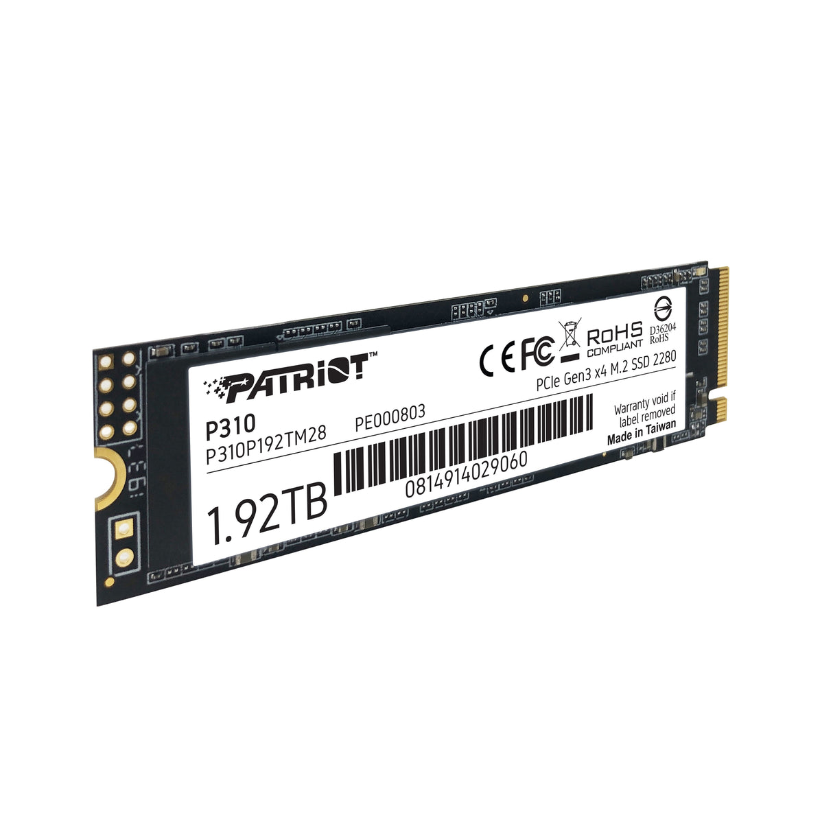 Patriot P310 M.2 1920 Gb Pci Express 3.0 Nvme, Unidad De Estado Sólido 1920 Gb, M.2, 2100 Mb/S