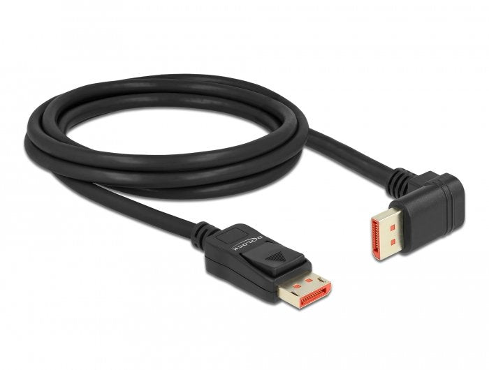 Delock Displayport Cable Stecker Gerade Zu Stecker 90° Unten Gewinkelt 8k 60 Hz 2 M