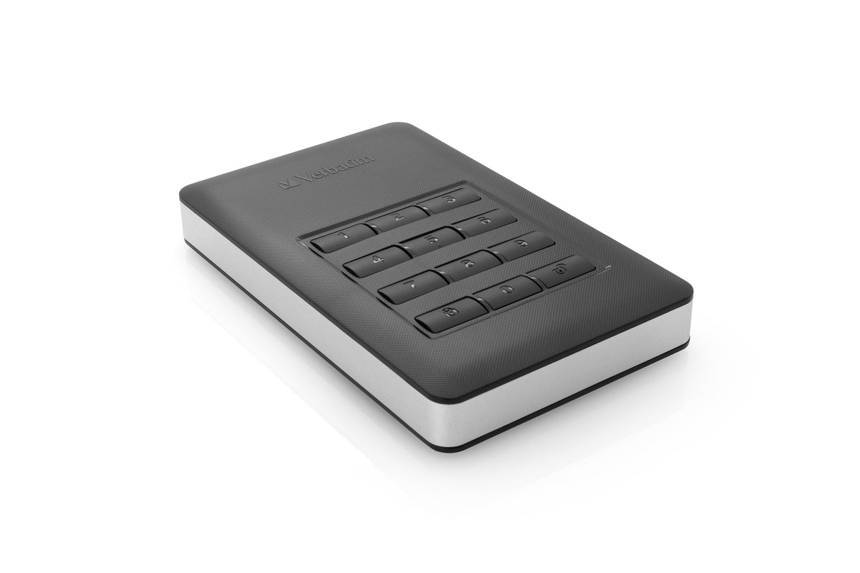 Verbatim Disco Duro Portátil Y Seguro Store Go De 1 Tb Con Teclado, Unidad De Disco Duro Negro/Plateado, 1000 Gb, Negro, Plata