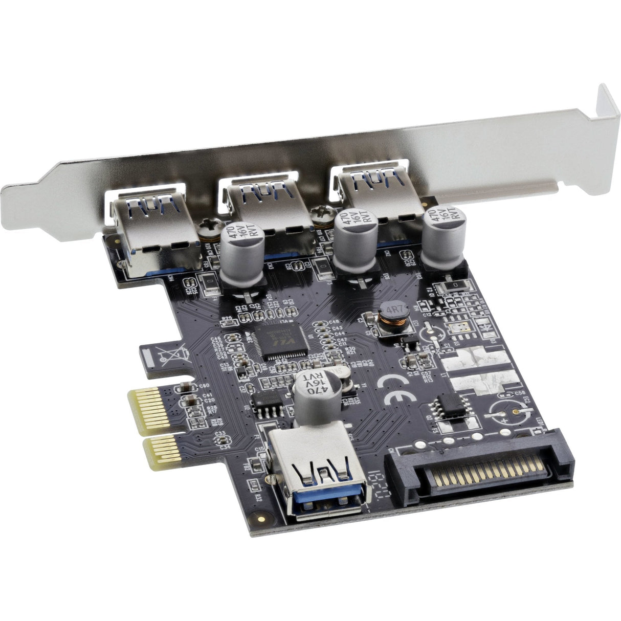 Tarjeta Pci  Inline De 3+1 Puertos Usb 3.0 Pcie Con Alimentación Sata Y Soporte Lp