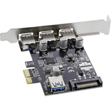 Tarjeta Pci  Inline De 3+1 Puertos Usb 3.0 Pcie Con Alimentación Sata Y Soporte Lp