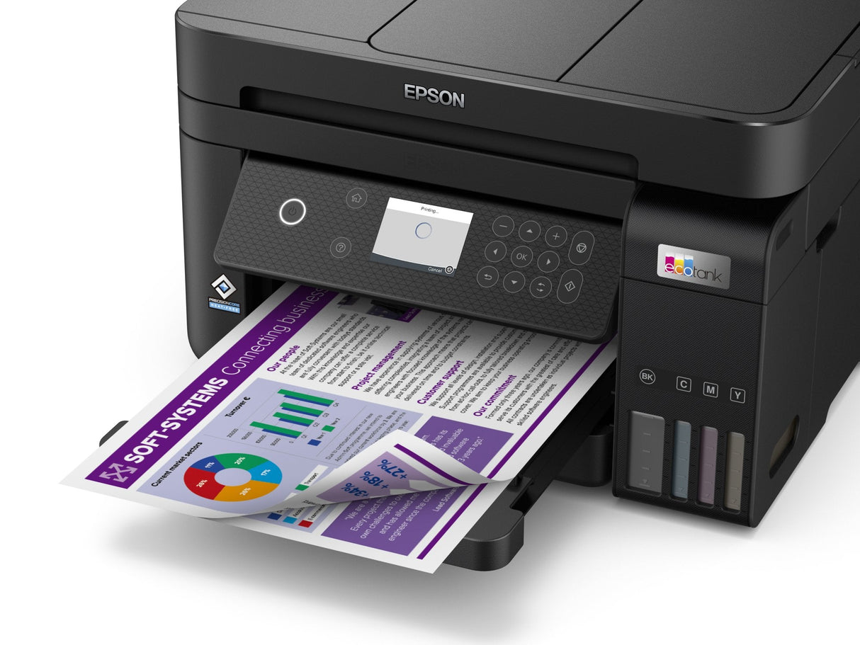 Impresora Epson Ecotank L6270, 3 En 1, A4, 1200 X 4800 Ppp, 33 Ppm, Usb, Wi-Fi, Lan