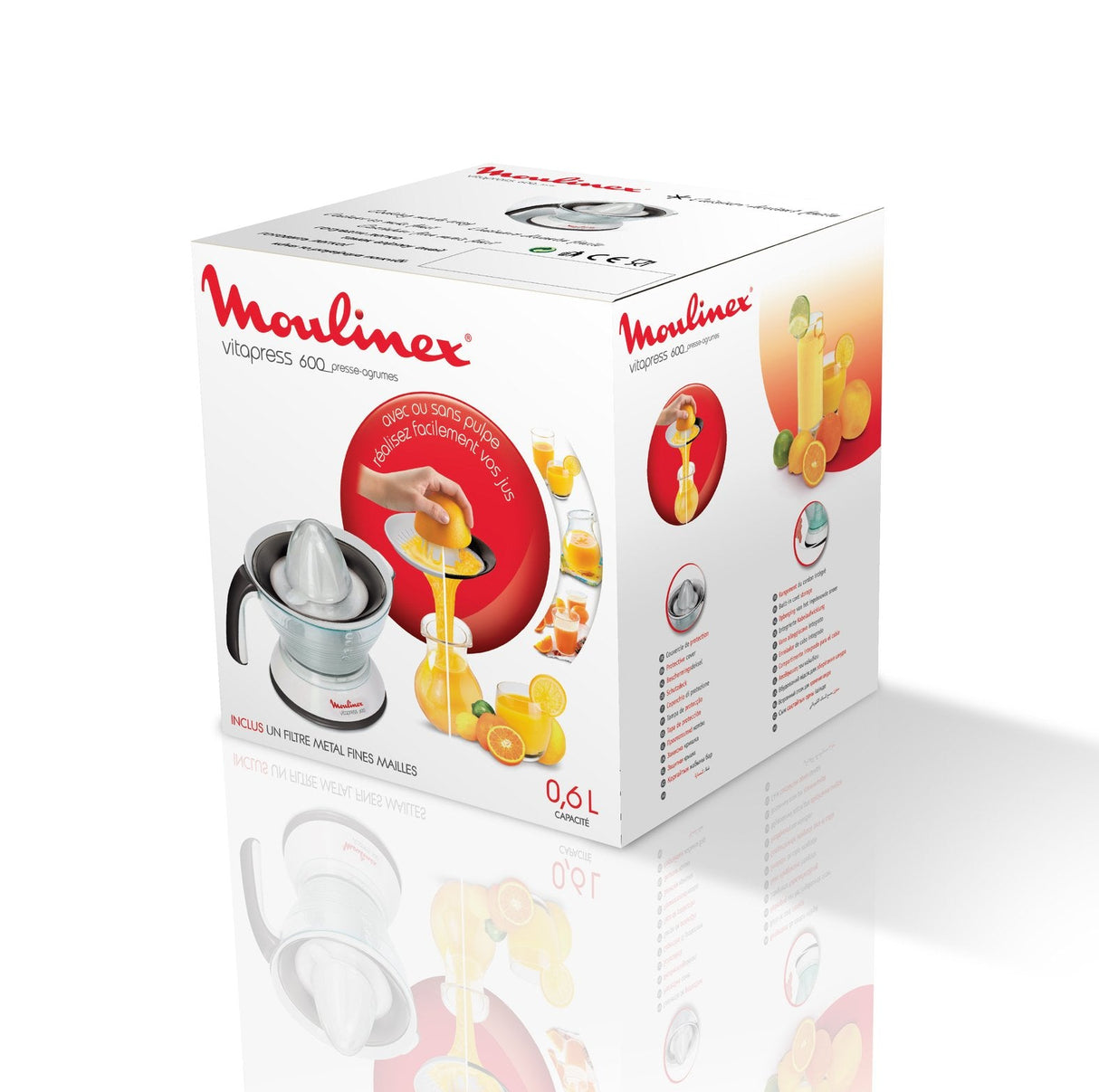 Exprimidor Moulinex Vitapress 600 25w 1 Cono 2 Filtros (Plastico/Metal) Jarra 0.6l