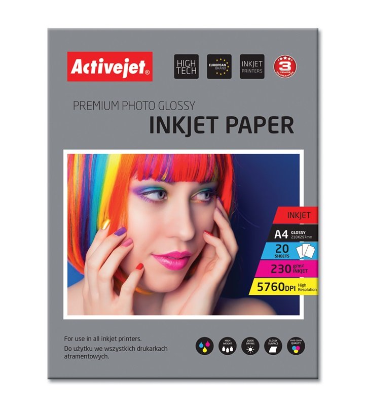 Activejet Ap4-230g20 (A4 20 Copias) Papel Brillante