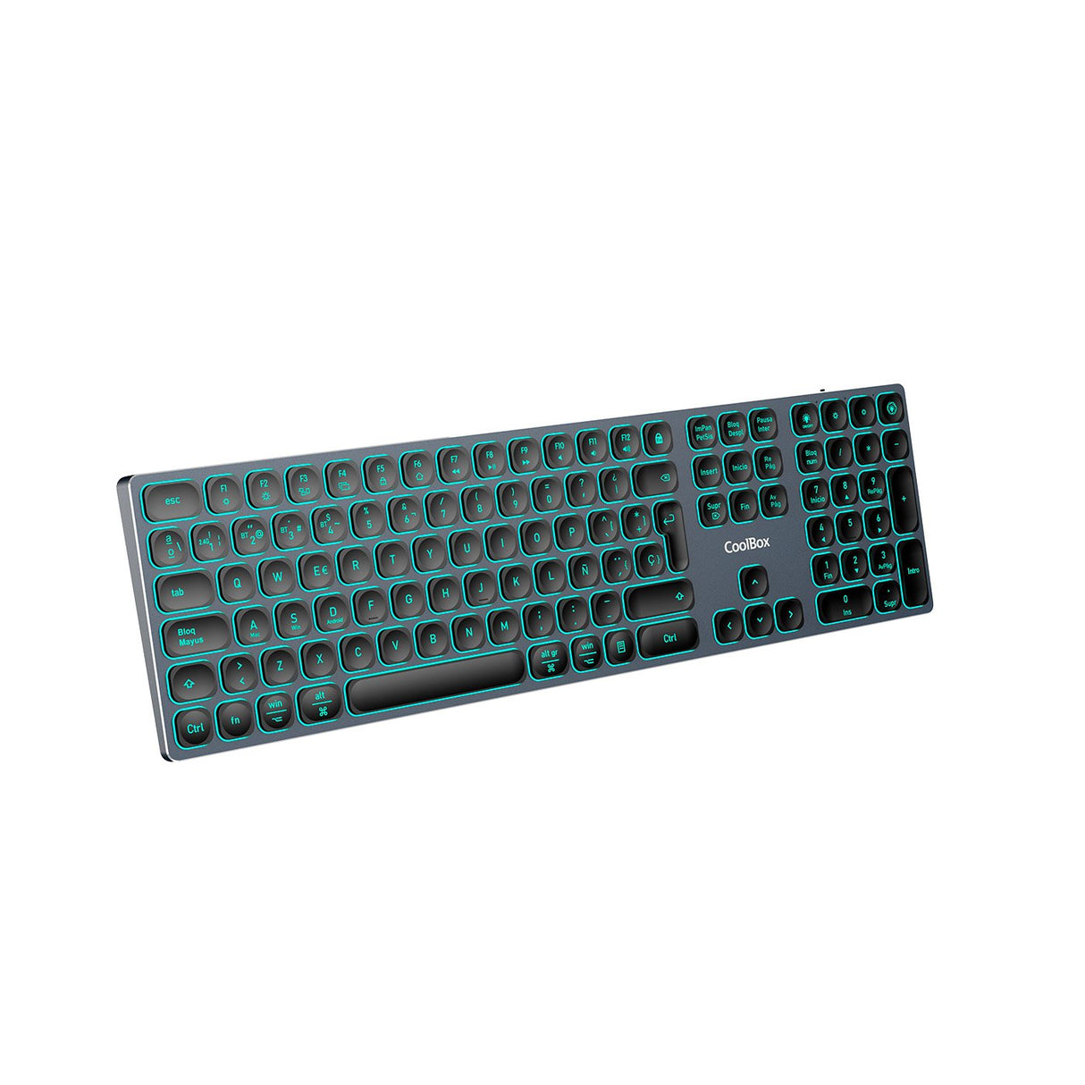 Teclado Inalambrico Retroiluminado Moonlight Key B431 Usb-C+Bt5.1+Rf2.4g Gris Oscuro Aluminio