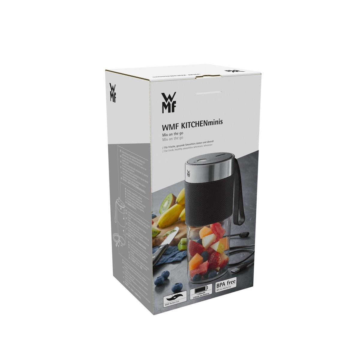 Batidora  Wmf Kitchenminis Mix On The Go 0,3 L  50 W Negro, Acero Inoxidable, Transparente