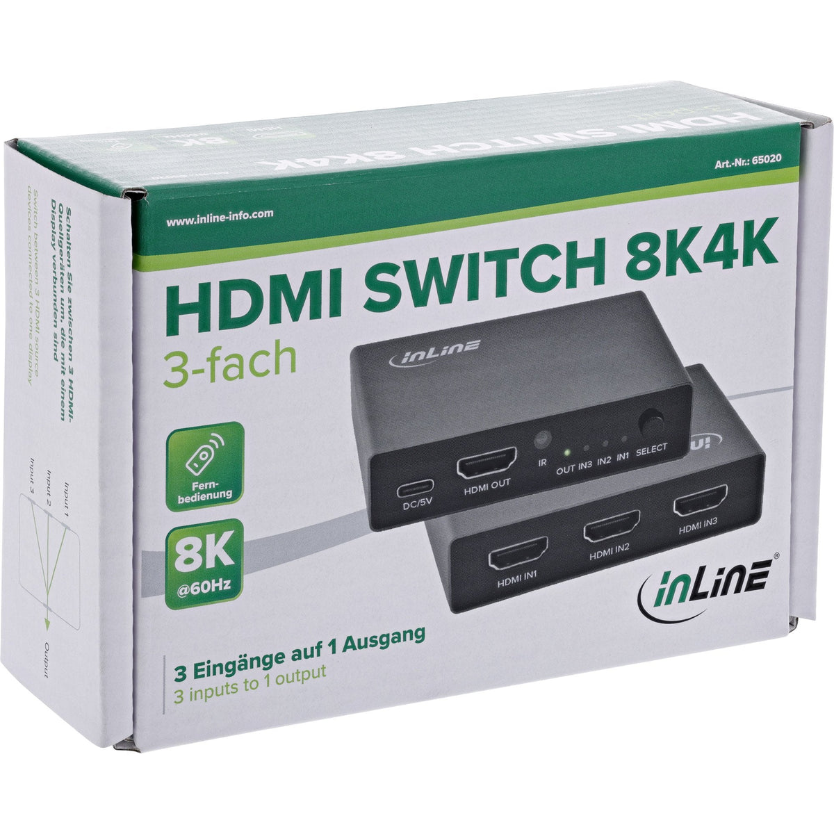 Inline® Hdmi Switch, 3-Port, 8k2k@60hz, Hdcp 2.3