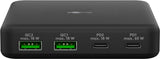 Goobay Usb-C Multiporte Pile Carger, Pd, Gan, 65 Vatios Negros, 2x Usb-C, 2x Usb-A, Entrega De Potencia, Quickcharge 3.0 61772
