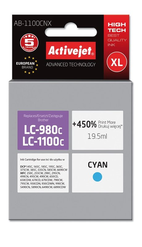 EAN 5901452124823 - Activejet AB-1100CNX cartucho de tinta 1 pieza(s) Compatible Alto rendimiento (XL) Cian imagen 1