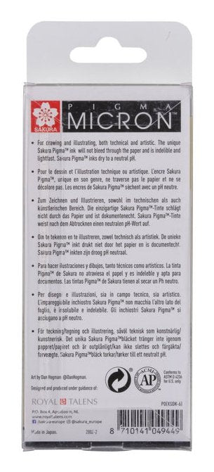 Talens Sakura Rotuladores Permanentes Pigma Micron Fineliner Estuche De 6 Negro