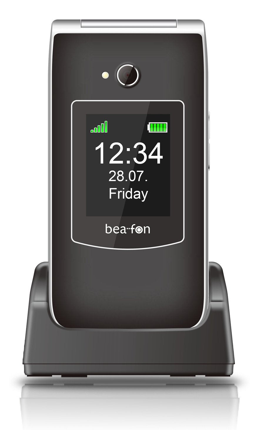 Beafon Sl645 Silver Line, Grosstastenklapphandy, Negro