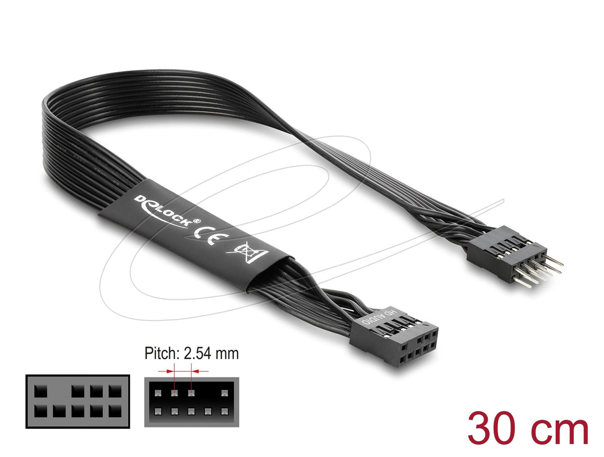 Delock Hd Audio Flachbandcable Mainboard Verlängerungscable 9 Pin Pfostenstecker Zu Pfostenbuchse 30 Cm Schwarz
