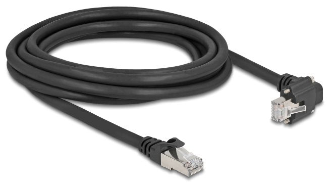 Delock Gige Kamera Cable Rj45 Stecker 90° Gewinkelt Mit Schrauben Zu Rj45 Stecker Cat.6 S Ftp 3 M Schwarz