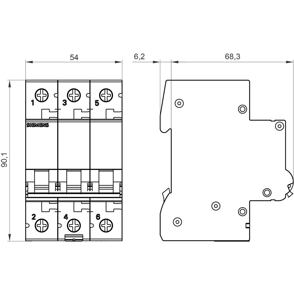 Siemens Automat B 16a 5sl63166 400v 6ka 3p
