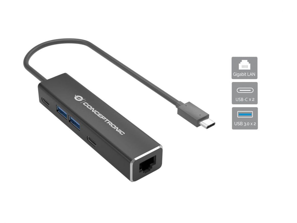 Conceptronic Adaptador Usb-C ->Rj45 Gigabit,2xusb-C 2xusb-A Sw