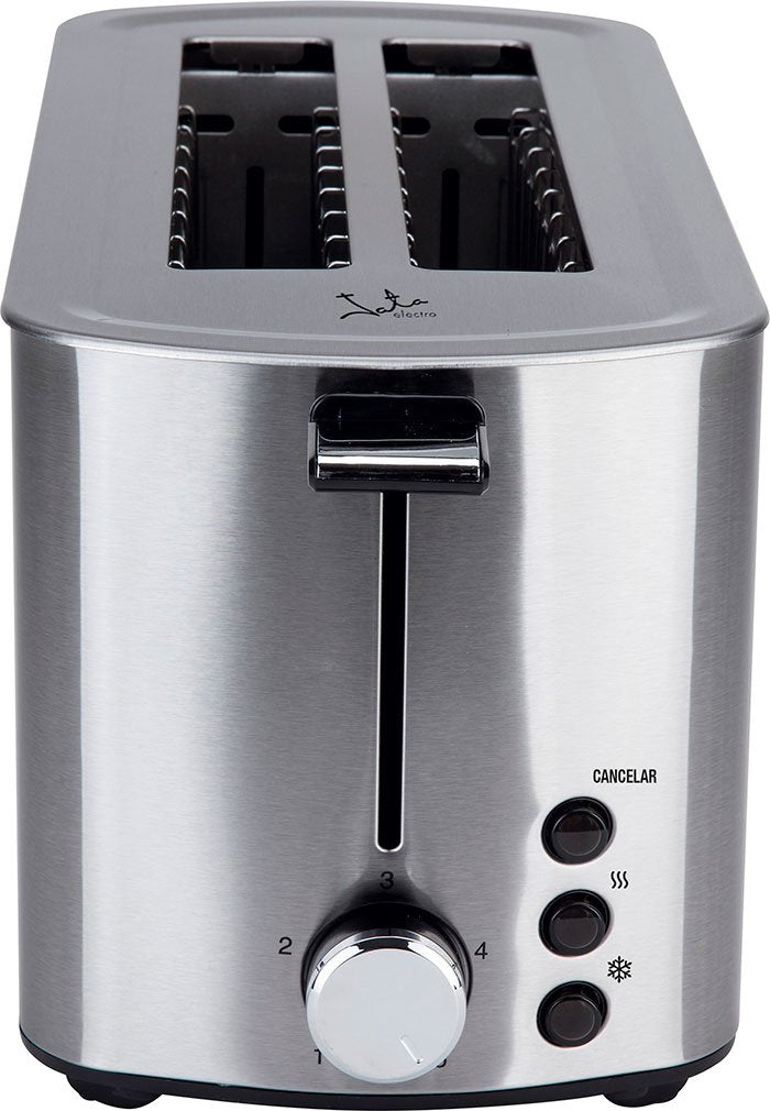 Tostadora De Pan Jata Tt1046 1400w Cuerpo Acero Inox 2 Ranuras 255*40mm 5 Posiciones Tostado Pulsador Parada Voluntaria