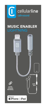 Adaptador Cellularline Music Enabler Conector Lightning A Jack 3.5 Mm Plata