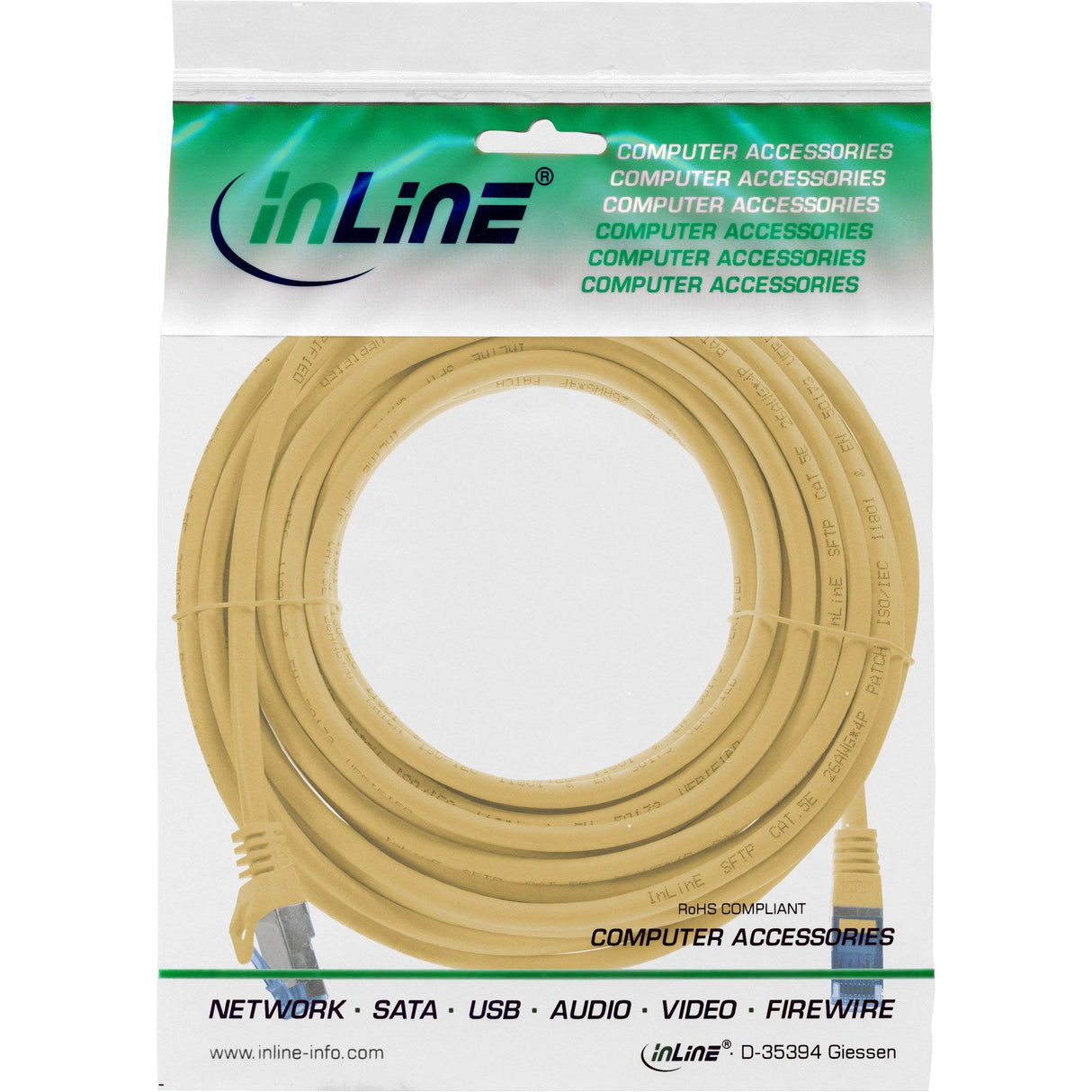 Inline® Patch Cable, Cat.6a, S/Ftp, Tpe (Lszh), Cca, Yellow, 5m