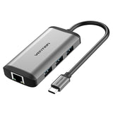 Docking Usb Tipo-C Vention Cnchb 1xhdmi 3xusb 1xusb Tipo-C Pd 1xrj45 Gris
