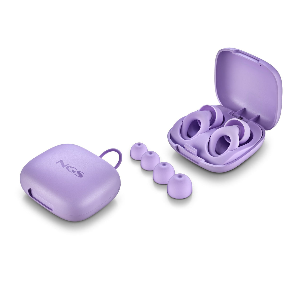 Tapones De Silicona Ngs Para Los Oidos Incluye Funda Y 4 Almohadillas Purple