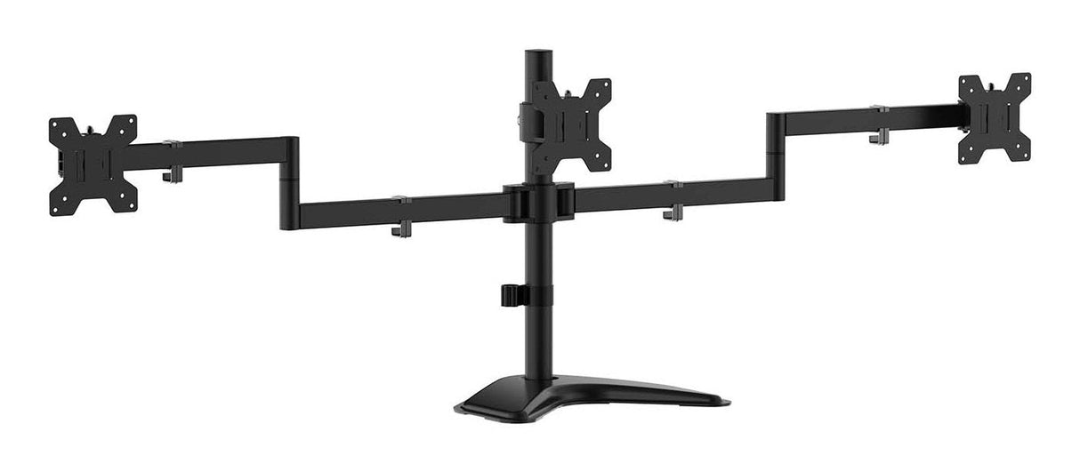 Aisens Soporte De Mesa Con Peana Eco Giratorio E Inclinable Para 3 Monitores 10kg (3 Pivotes, 2 Brazos) De 13-27, Negro