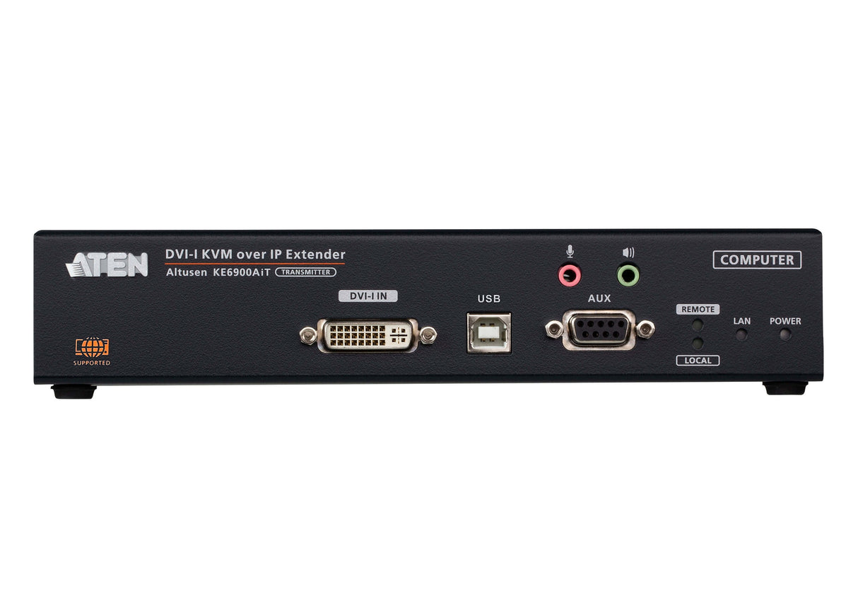 Aten Ke6900ait Extensor Kvm Transmisor Aten Transmisor De Kvm Dvi-I A Través De Ip De Una Sola Pantalla Con Acceso A Internet (Ke6900ait-Ax-G)