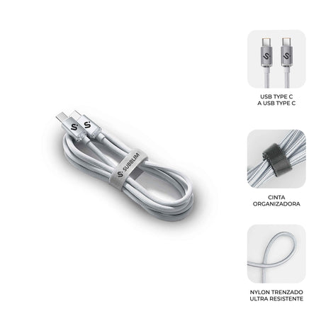 EAN 8436586743550 - SUBBLIM SUBCAB-C06010 cable USB USB 2.0 USB C Blanco imagen 3