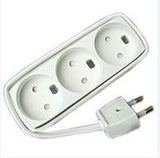 3-Way Power Strip No-Earth,  1,5 White 1,5 Meter Cord