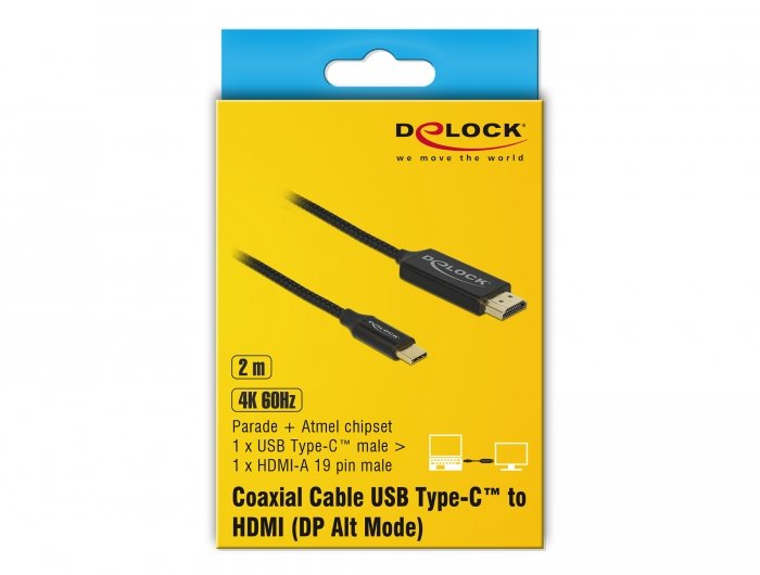 Delock Cable Usb Tipo-C Macho > Hdmi-A Macho 4k 60 Hz 2 M Negro
