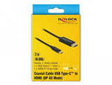 Delock Cable Usb Tipo-C Macho > Hdmi-A Macho 4k 60 Hz 2 M Negro