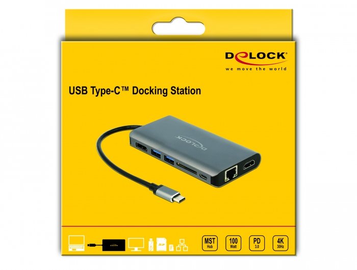 EAN 4043619876839 - DeLOCK 87683 base para portátil y replicador de puertos Alámbrico USB 3.2 Gen 1 (3.1 Gen 1) Type-C Gris imagen 3