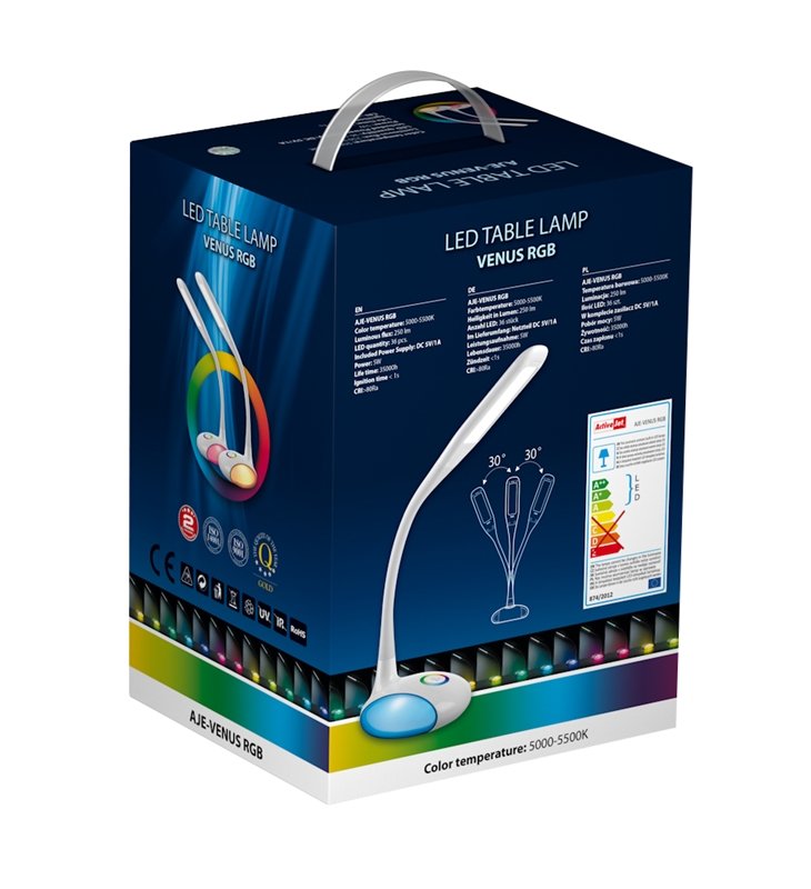 Activejet Aje-Venus Lámpara De Mesa Led Rgb Con Base De Iluminación Rgb