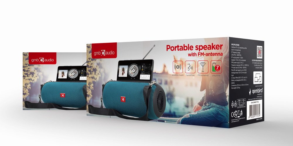 Gembird Portátil Bluetooth Spk-Bt-17-G Radio Fm, Micrófono Integrado, Verde, Usb, Aux, Microsd