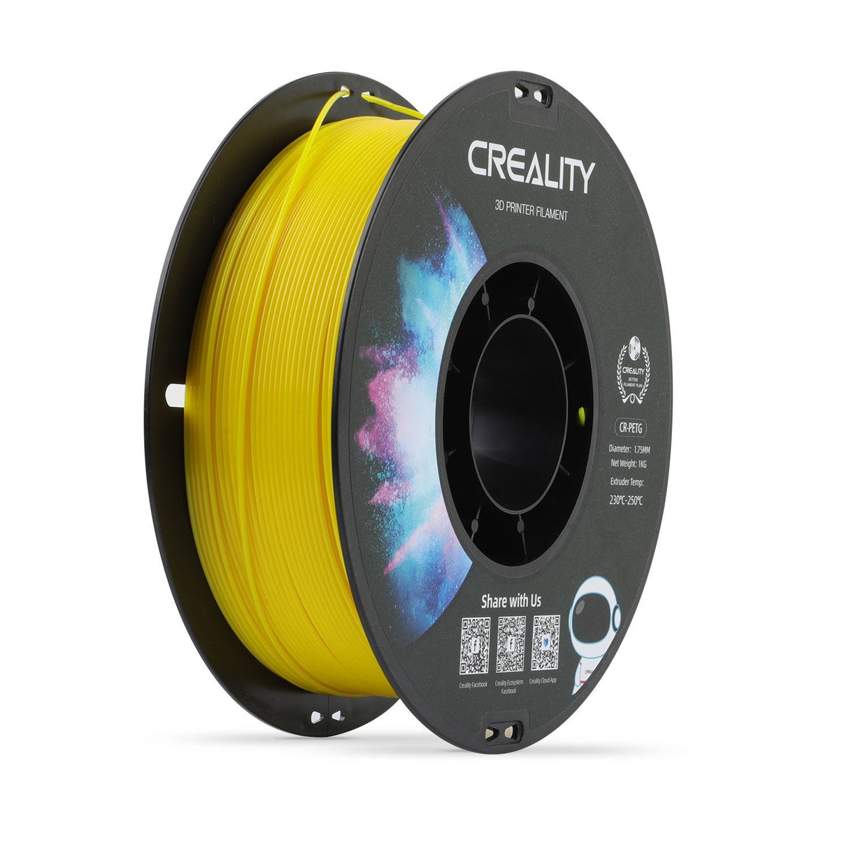 Creality Cr-Petg Filament Cartucho 3d Amarillo, 1 Kg, 1,75 Mm, 3301030033