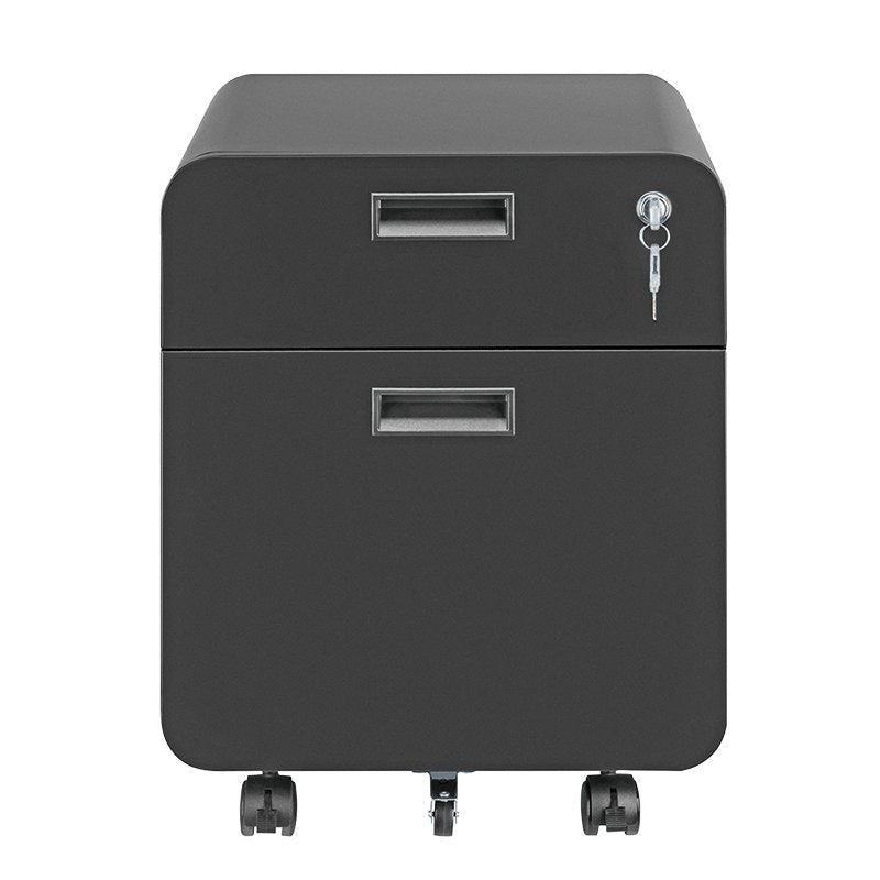 Mobile File Cabinet, 2-Drawer, W Lock, Negro