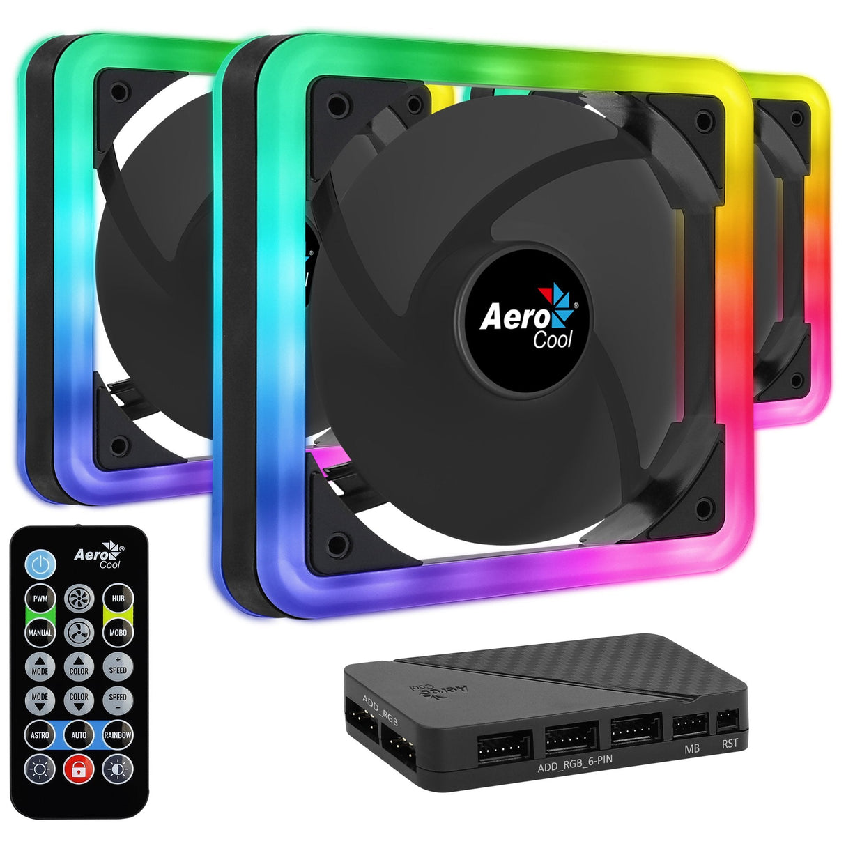 Pack 3 Ventiladores Aerocool Edge 14 Pro 14cm H66f Hub + Control Remoto