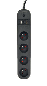 EAN 8716309128490 - Gembird TSL-PS-F4U-01 regleta inteligente 4 salidas AC Tipo F 1,5 m 3 3680 W Negro imagen 1