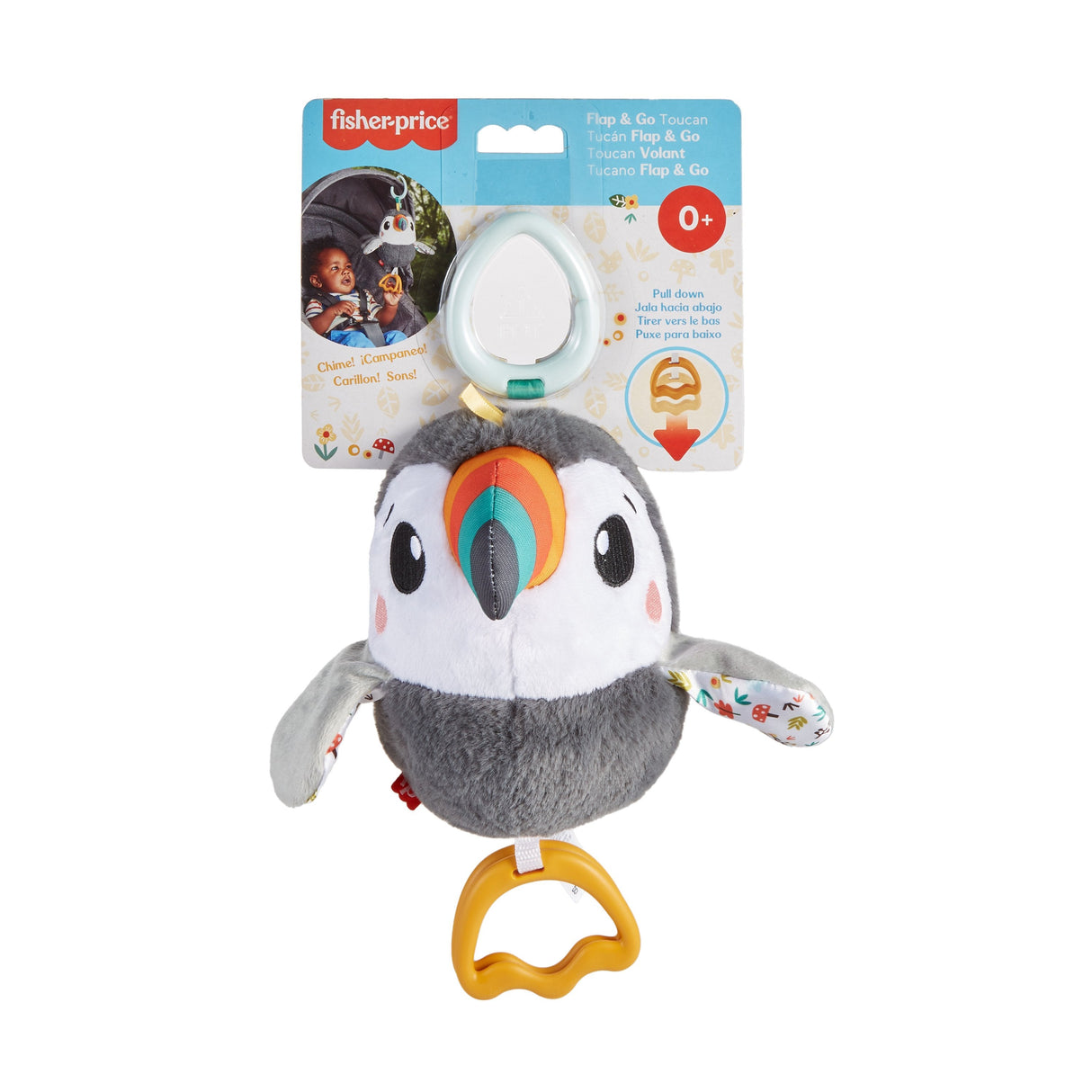 Fisher-Price Flatter Toucan - Peluche Para Llevar (Gris Blanco) Hnx66