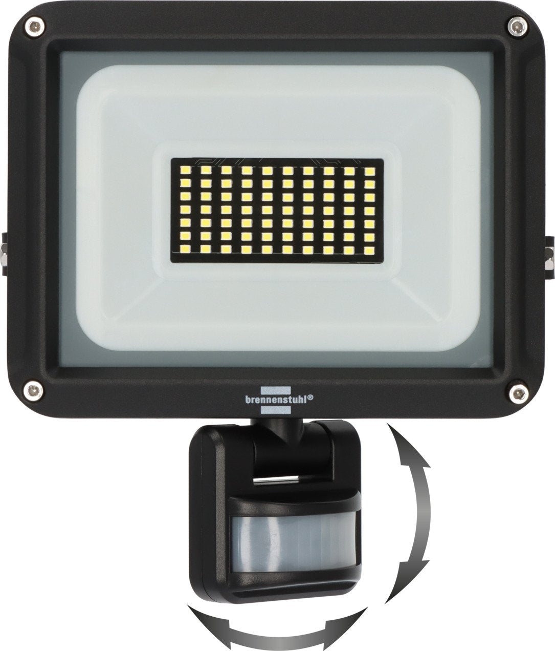 Brennenstuhl Foco Jaro 4060 P (Proyector Led De Pared Para Exteriores Ip65, 30w, 3450lm, 6500k, Con Detector De Movimiento Y Sensor Crepuscular), Black