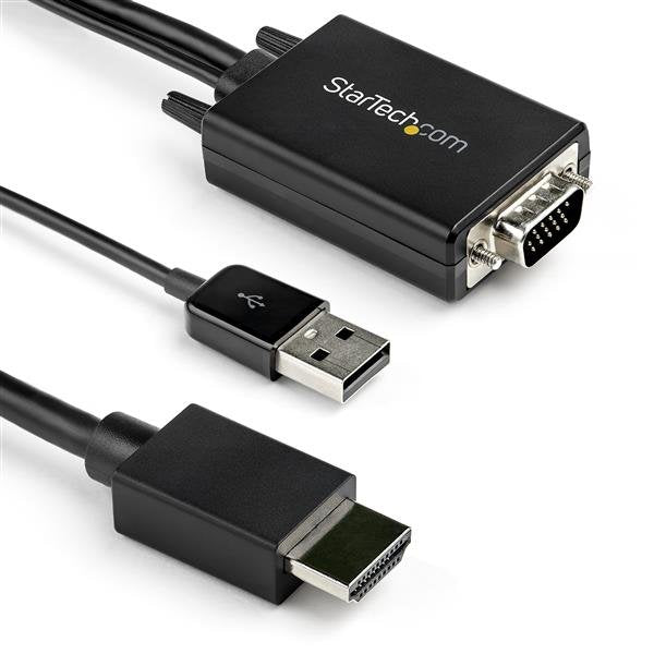 EAN 0065030885065 - StarTech.com VGA2HDMM2M adaptador de cable de vídeo USB Type-A + VGA (D-Sub) HDMI tipo A (Estándar) Negro imagen 1