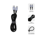 Cable Plus 100w Usb-C/Usb-C 2 M Negro Subblim 100w/ Longitud: 2m/  Usb-C &Harr; Usb-C/ Pd 3.0 Y Qc 3.0,