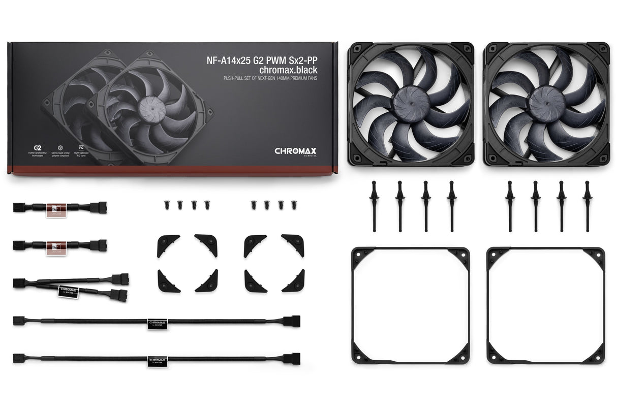 EAN 9010018100730 - Noctua NF-A14X25 G2 PWM SX2-PP CHROMAX.BLACK sistema de refrigeración para ordenador Carcasa del ordenado imagen 8