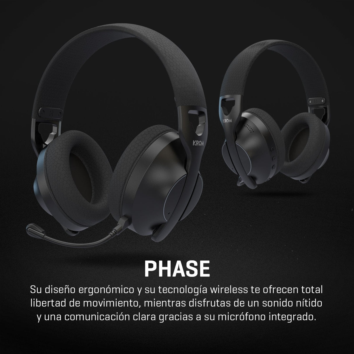 Auriculares Gaming Inalámbricos Con Micrófono Krom Phase Bluetooth Jack 3.5 Usb 2.0 Negros