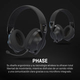 Auriculares Gaming Inalámbricos Con Micrófono Krom Phase Bluetooth Jack 3.5 Usb 2.0 Negros