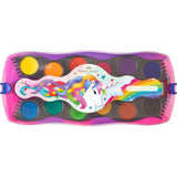 Faber-Castell Connector Unicornio Pack De 12 Acuarelas En Pastilla + Pintura Blanca Opaca + Pegatinas - Gran Opacidad -