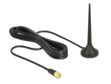 Delock 12416 Antena Lte / Gsm / Umts Macho Sma 3 Dbi Omnidireccional Fija Con Base Magnética Y Cable De Conexión Rg-174 2 M Para Exteriores Negro